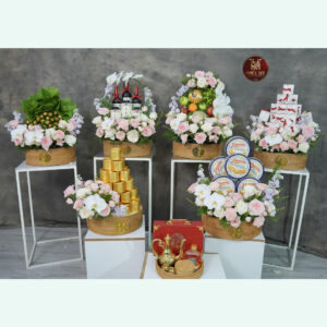 [sss] 6 mâm quả cưới hỏi tone hồng