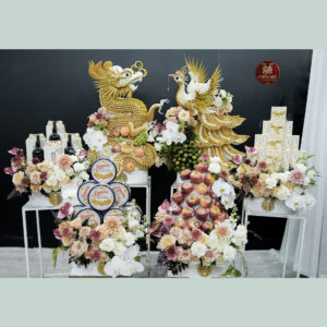 [SSSSS] 6 mâm rồng phụng dát vàng tone nâu trắng pastel