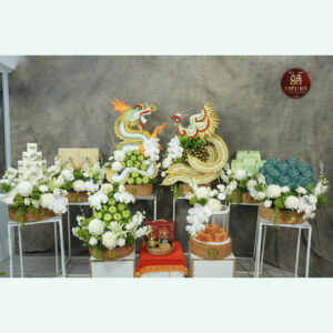 [SSSS] 8 tráp rồng phụng tone xanh trắng cúc mẫu đơn