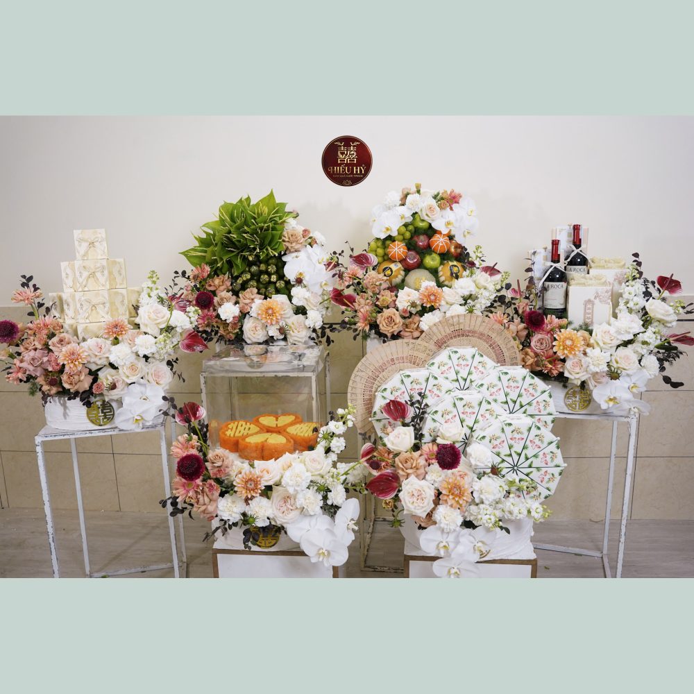 6 tráp cưới tone nâu cam pastel