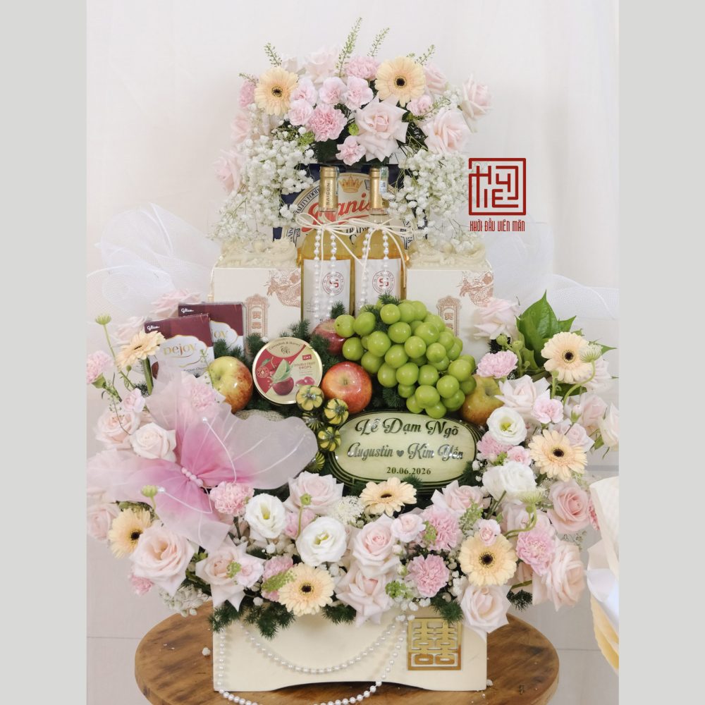 dạm ngõ tone hồng cam pastel